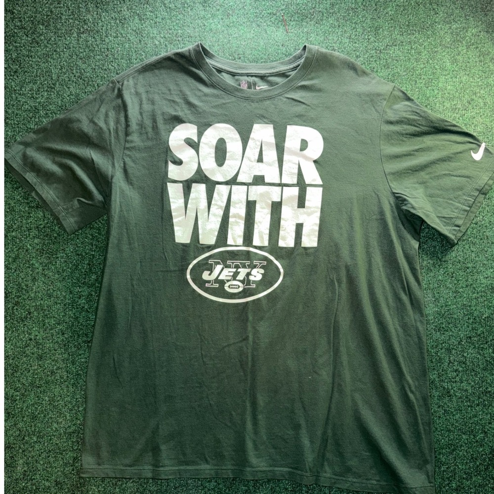 Nike NFL New York Jets Soar With Jets Graphic T-Shirt Mens XL Green Athletic Cut